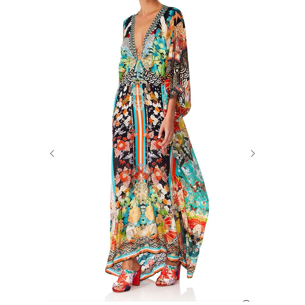 Camilla Multicolor Floral Print Plunging Maxi Dress